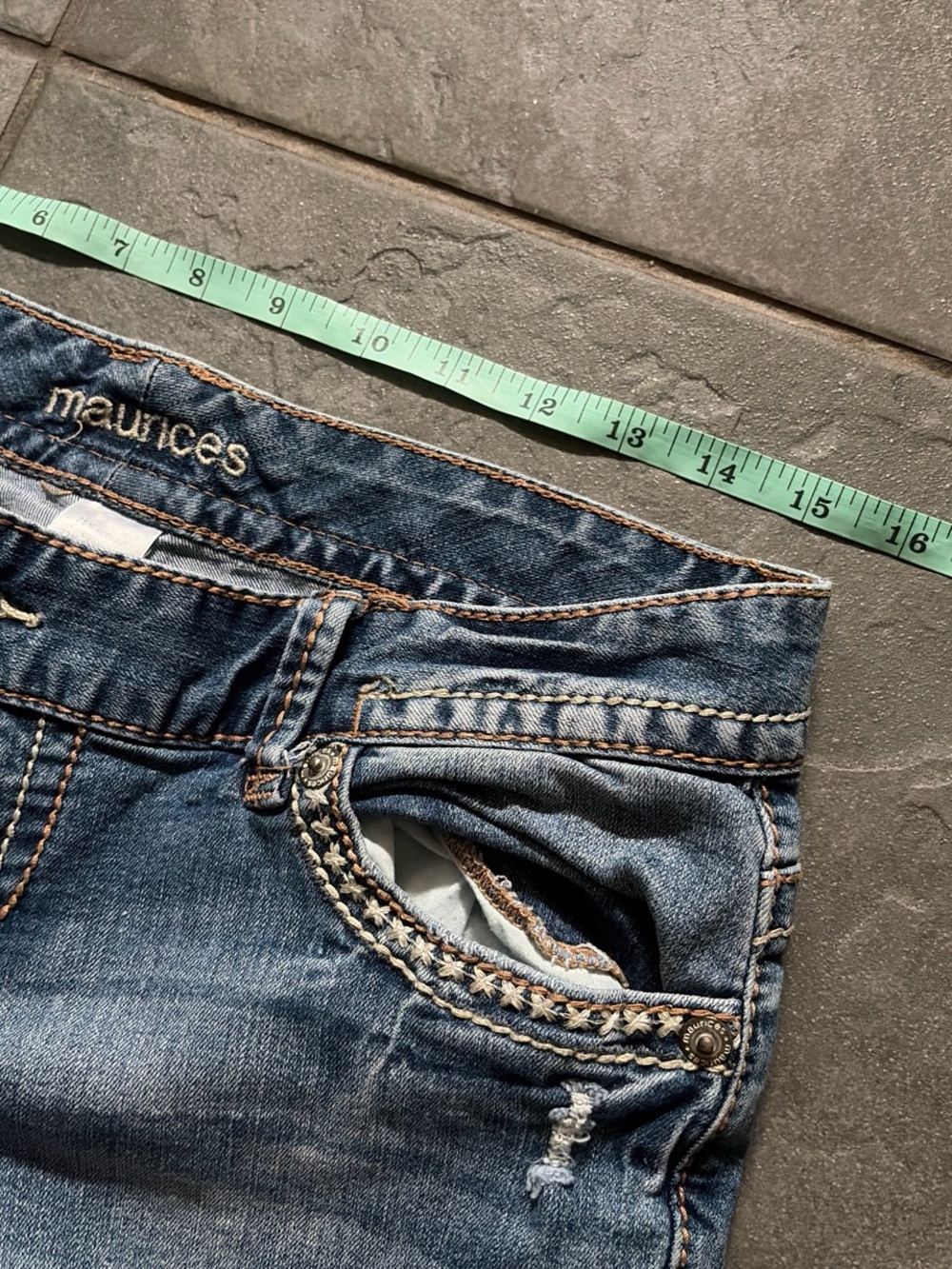 Maurices Medium Blue Cropped Distressed Stretch Jeans - Picture 3 of 8